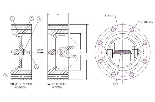 Sure Flow FE300SSL 6 Inch Retainerless Stainless Steel Lug Double Door Check Valve - Image 2