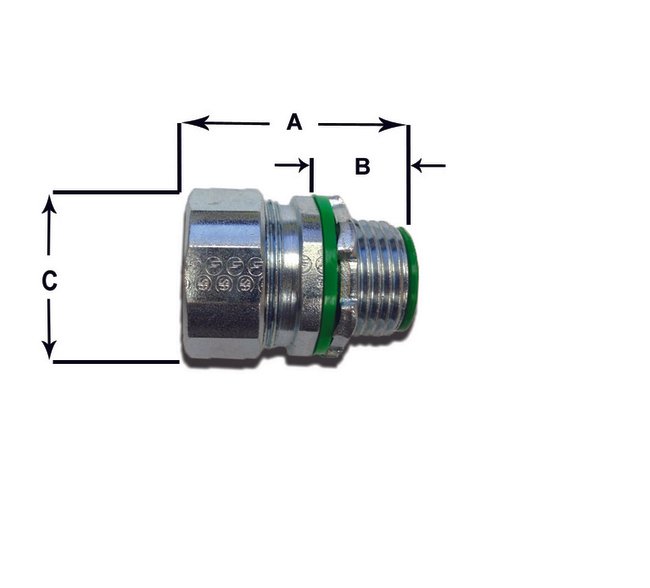 3" Straight Zinc-Plated Steel Sealtite Fitting for Liquid-Tight Conduit - Image 2