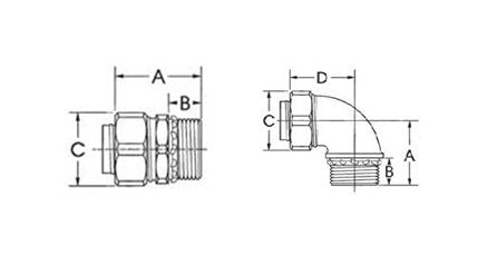 Stainless Steel Liquid Tight Fittings (NPT) - AISI-304, 90° Connector, 3/4 in - Image 2