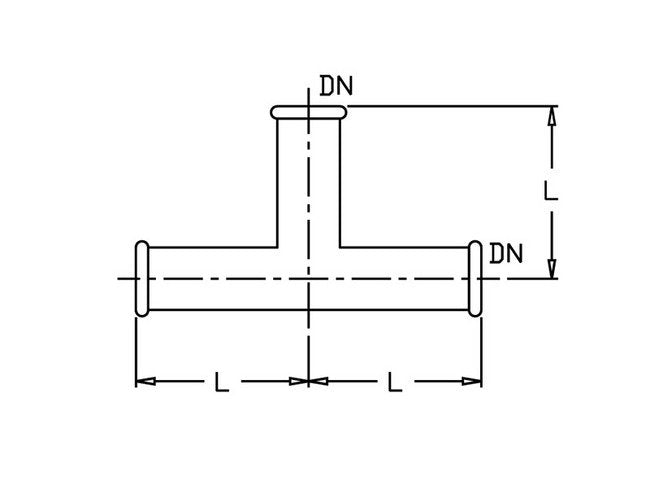 6-Inch Beaded Straight T Fitting - Image 1