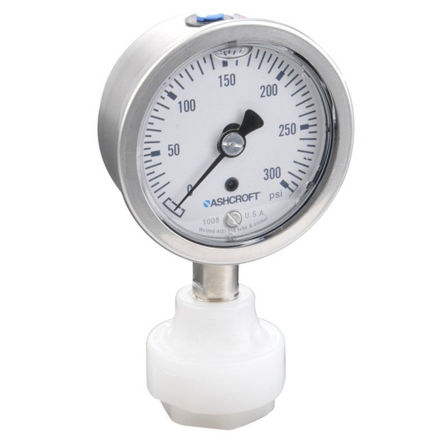 PVDF Mini Tuff Guard Isolator with Ashcroft 1008s Gauge - Image 1