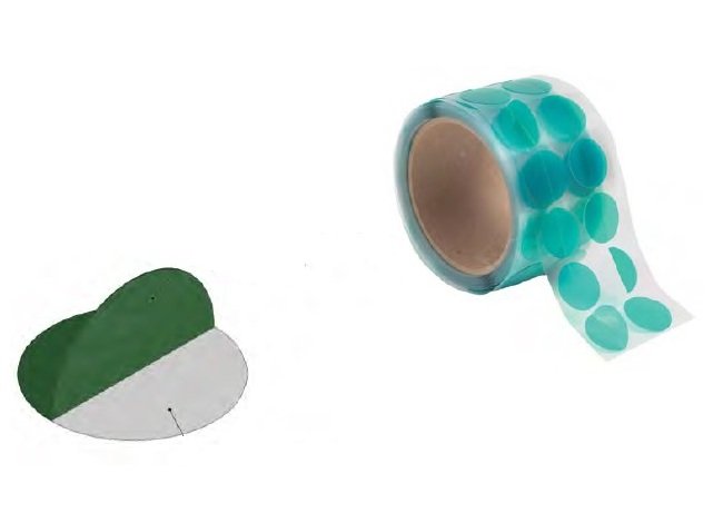 Green Polyester Tab Disc Tape 0.875 Inch Diameter - Image 1