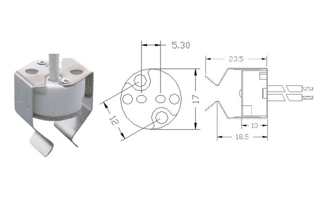 Bi-Pin Halogen Round Lampholders - G4 MR11, GX5.3, MR16, G6.35 with Clip - Image 2
