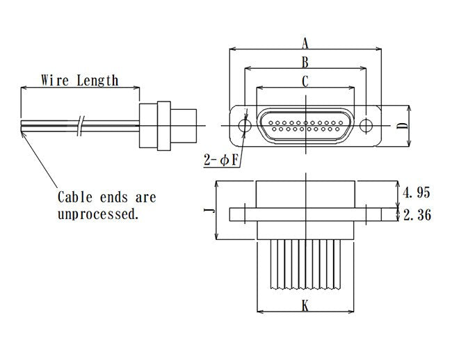 JCC Receptacle Micro-D Connector with Insulated Wire for Vacuum Environment - 25 Pins - Image 2