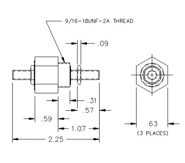 Unilok Bulkhead Reducing Union - Alloy 400, 1/4in to 1/8in - Image 2