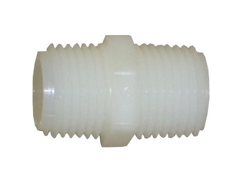 HPN Series Hex Natural Nylon Nipple Fitting - 1/2 inch Male NPT Equal Hex Nipple - Image 1