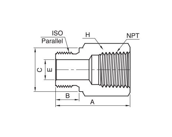 IA Series 1/8 Inch NPT Adapter Fitting | Male ISO to Female NPT - Image 2