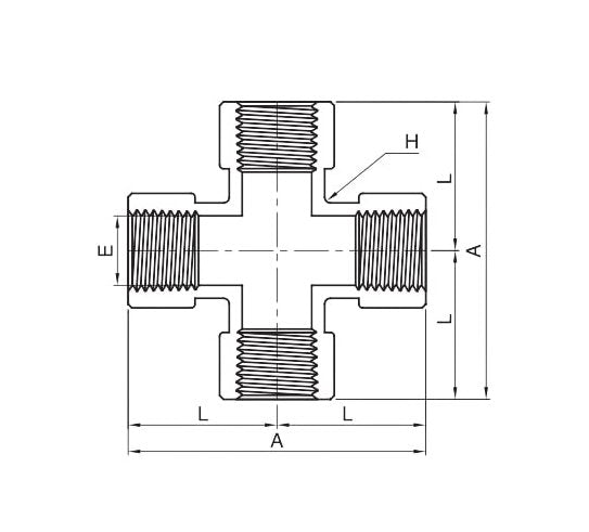 IFC Female Cross 1/8in Pipe Size Fitting, Stainless Steel/Brass/Carbon Steel - Image 2