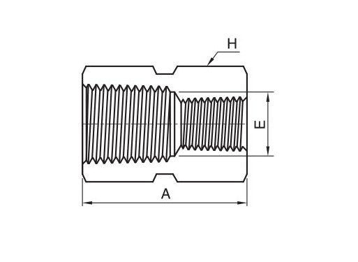 Hex Reducing Coupling 3/8 in to 1/4 in NPT Threads - Image 2