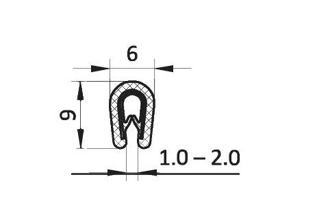 1.0-2.0mm Gray Edge Protector with Steel Clamp - Image 2
