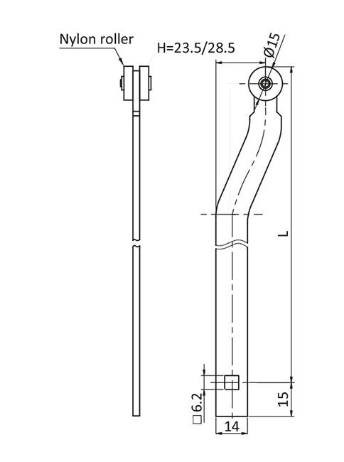 1000mm Length Version F Rod - All Electronics Hardware, Mild Steel with Nylon Roller - Image 2