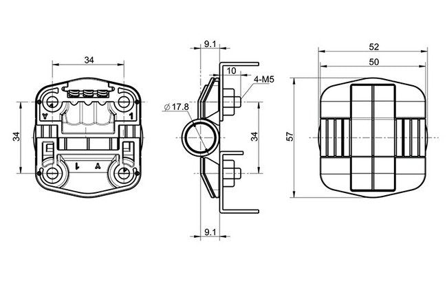 150 Degree Detented Friction/Detent Hinge with 1.1 N·m Torque, Nylon Material, Black Finish - Image 2