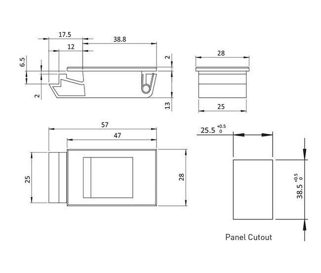 1.2mm Panel Slide Latch with Return Spring - Image 2
