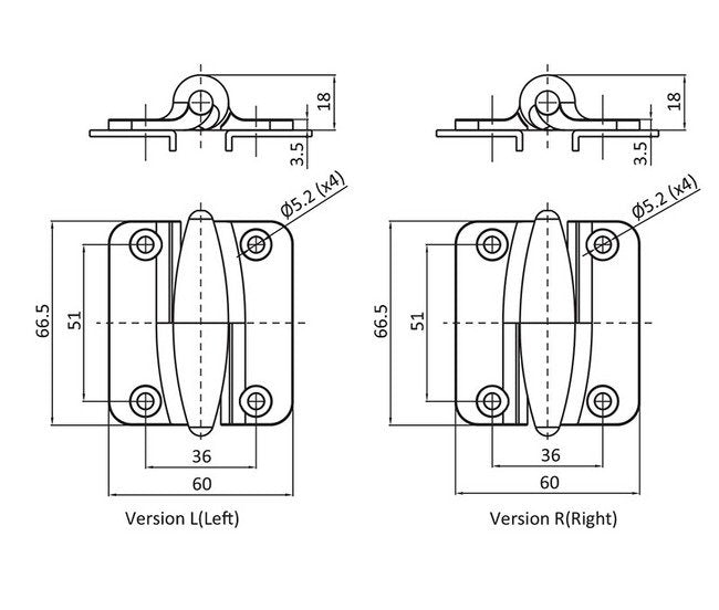 Left Chrome Plated Screw-On Hinge for Panel Doors, All Electronics Hardware, Die-cast Zinc, Stainless Steel Pin - Image 2