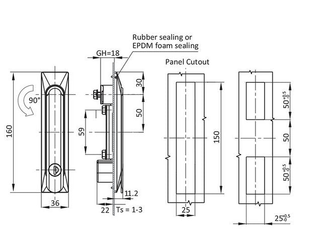 Polyamide Housing Y Padlock Hasp Cam Swing Handle, 18mm GH - All Electronics Hardware - Image 2