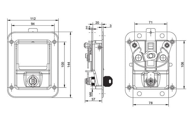 Heavy-Duty Three Point Push to Close Paddle Latch - Image 2