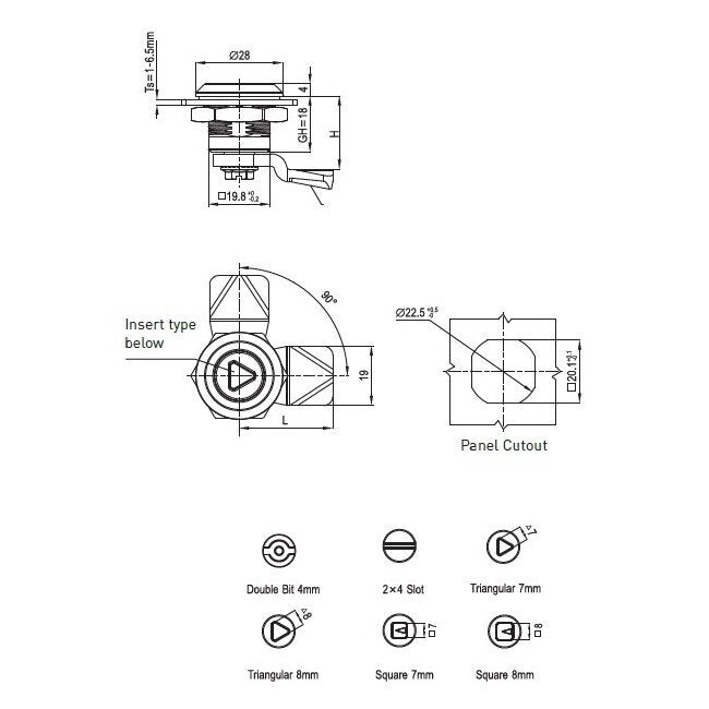 Chrome Plated Vibration Resistant Quarter Turn Lock - 2x4mm Slot Insert - Image 2