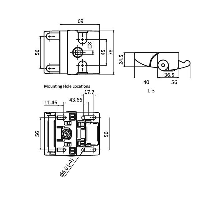Aluminum Keyed Differently Slam Latch - Powder Coated - Image 2