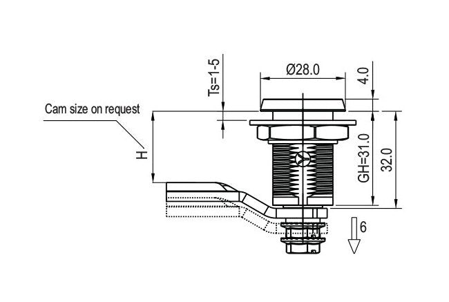All Electronics Hardware 7mm Square Cylinder Left Large Compression Latch - Image 2
