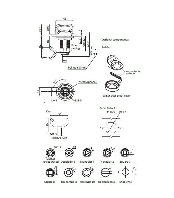 8mm Hex Female Cylinder Large Compression Latch - All Electronics Hardware - Image 2