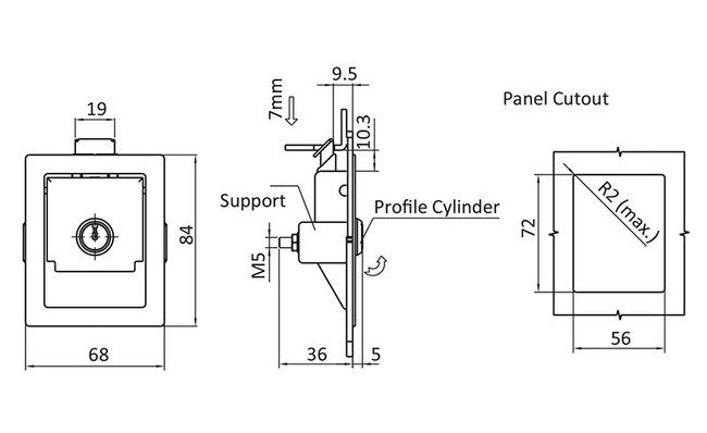 Heavy-Duty Slam to Close Paddle Latch with Insert - Image 2