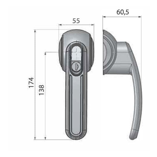 60mm Panel Thickness HVAC Handle for Outward Opening Doors - Image 2