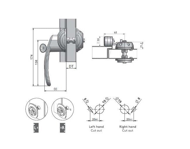 FH333 External Cam HVAC Slide Latch - 80mm Panel Thickness - Image 2