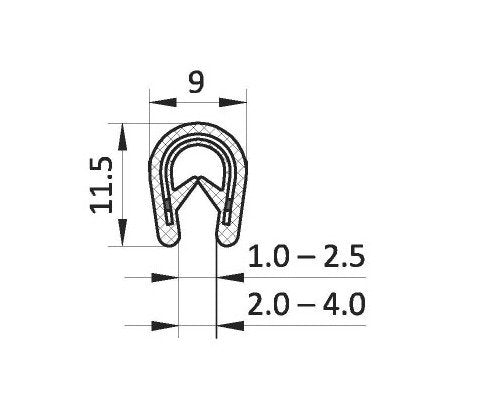 1.0-2.5mm Black Edge Protector with Steel Clamp - Pack of 100m - Image 2