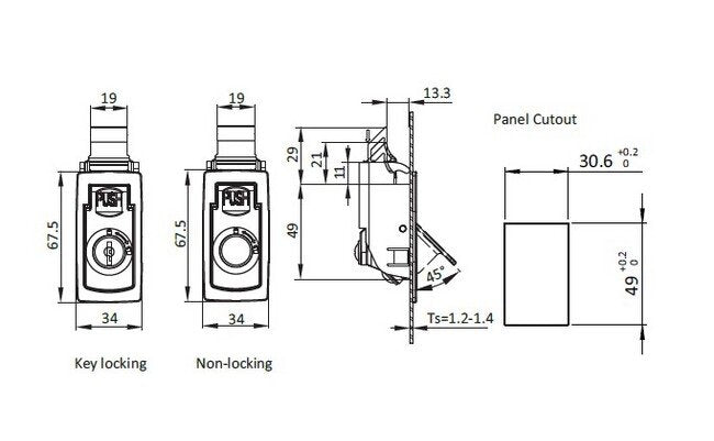 All Electronics Hardware Black Rectangular Slam Latch - Image 2