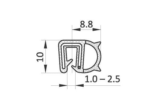 EPDM Clamping Edge Protector | 1.0-2.5mm Clamp Range, Black - Image 2