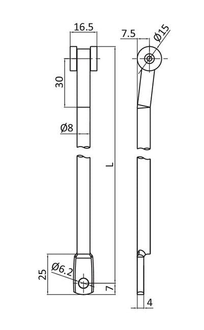 900mm Mild Steel Rod with Nylon Roller for Quarter Turns & Swing Handles - Image 2