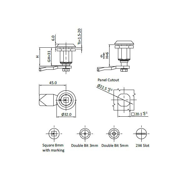 3mm Double Bit Cylinder Large Compression Latch - Stainless Steel - Image 2