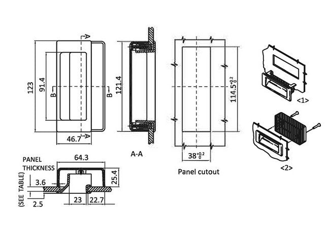 Glass Filled Polyamide Pocket Pull Handle, 4.8-6.3mm Panel Thickness - Image 2