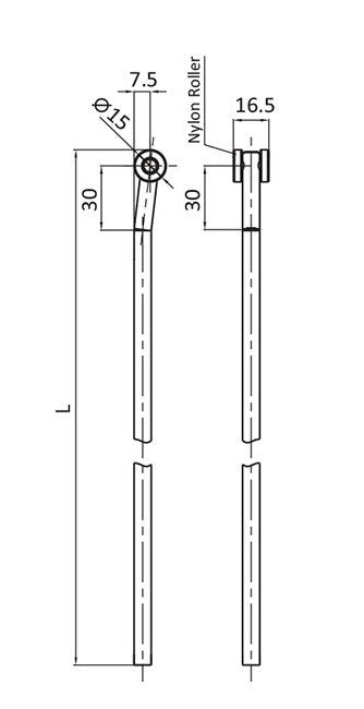 400mm Version B Rod - Zinc Plated Mild Steel with Nylon Roller - Image 2