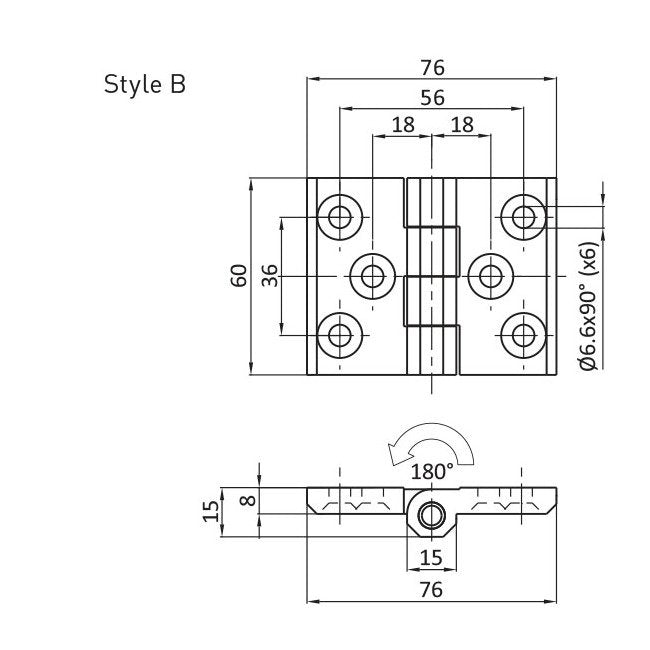 All Electronics Hardware 6 M6 Black Powder Coated Screw-On Hinge with Style B - Image 2