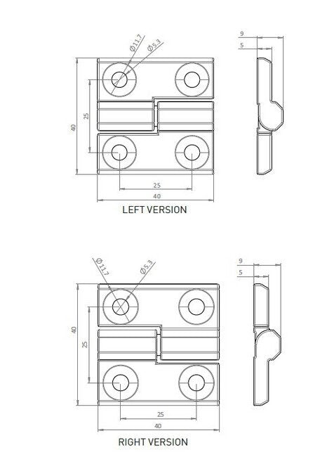 Left Black Powder Coated Screw-On Hinge - Industrial Access Hardware - Image 2
