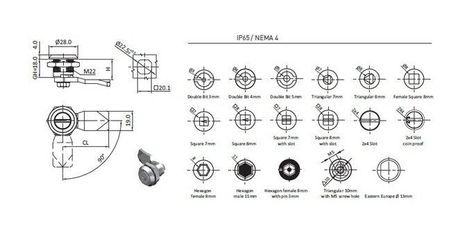 8mm Female Hexagon PA Housing & Die-Cast Zinc Quarter Turn Lock with 3mm Pin - Image 2