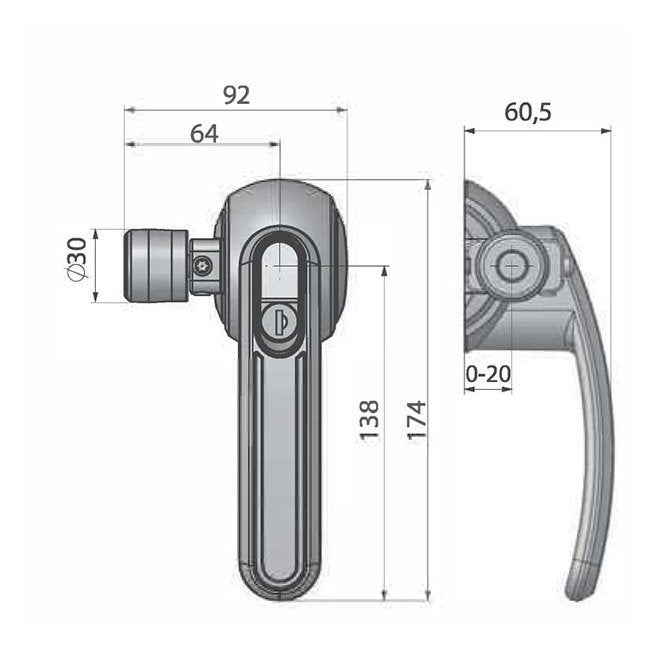 70mm HVAC Panel Thickness Handle for Inward Opening Doors - Image 2