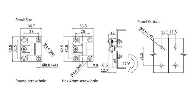 White Friction Hinge - Small Round Screw Hole, Acetal & Polycarbonate, All Electronics Hardware - Image 2