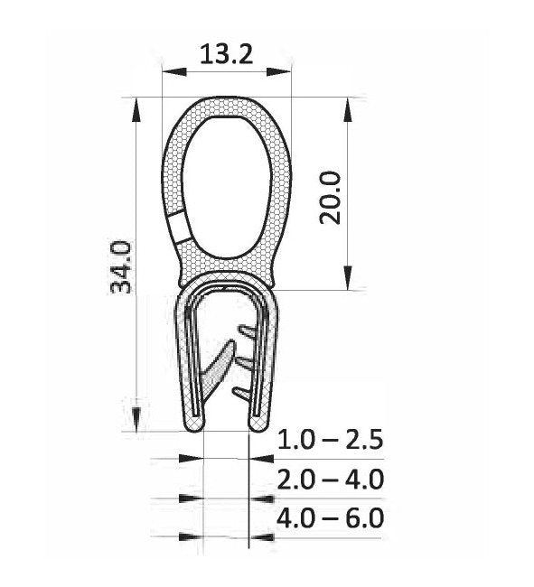 Black Edge Protector 4.0-6.0mm Clamping Range with Foam Rubber Seal - Image 2