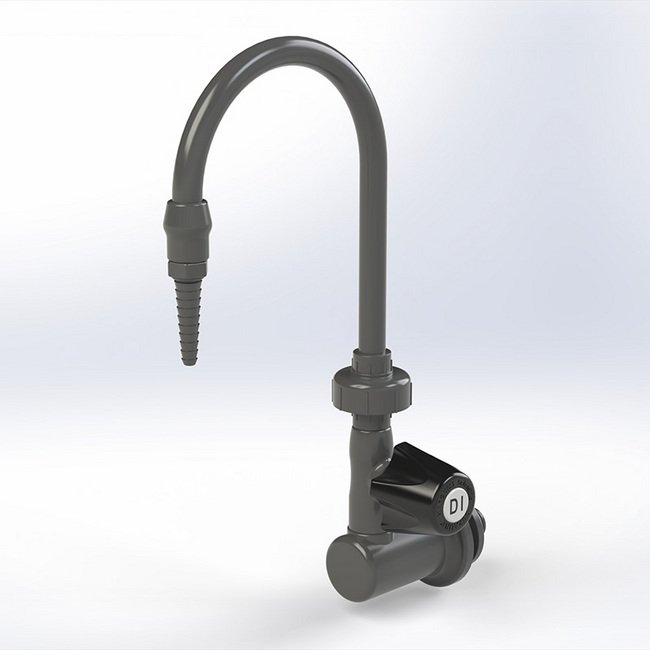 PVC Swivel Lab Faucet, Wall Mount with Duraline Control Valve, 3/8" Fem NPT Inlet - Image 1