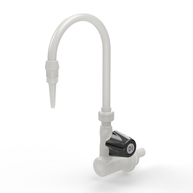 PVDF Wall Mount Swivel Lab Faucet with Duraline Control Valve - Image 1
