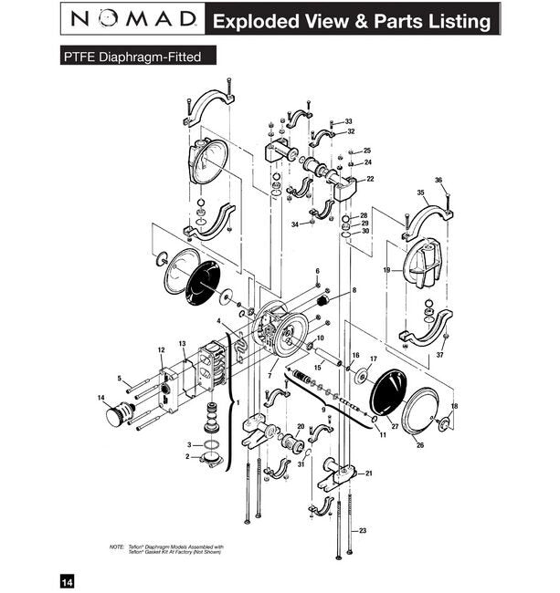 NOMAD® PWR-FLO™ 1/2" Aluminum AODD Pump with Garlock® NEO BACKED Diaphragm - Image 2