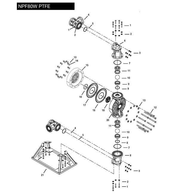 3" Flanged PWR-FLO AODD Pump, Polypropylene with PTFE Diaphragm - Image 3