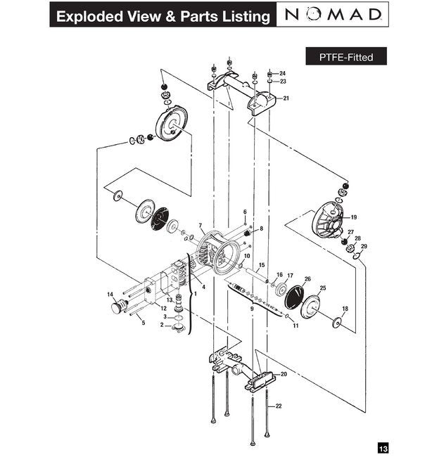 NOMAD PWR-FLO 1" Aluminum AODD Pump with PTFE Diaphragm - Image 3