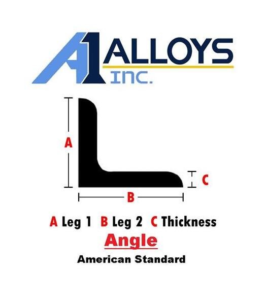 A-1 Alloys Aluminum 6063 T52 Angle, 2 x 2 x 0.1875 x 72 Inch - Image 1