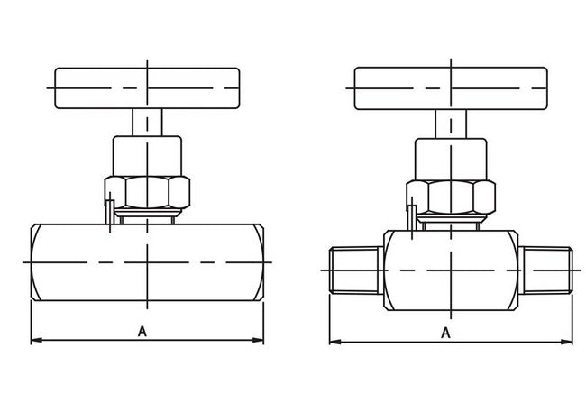 Stainless Steel T-Handle Mini Needle Valve - Male x Male, 1/4 in, 6000 psi - Image 2