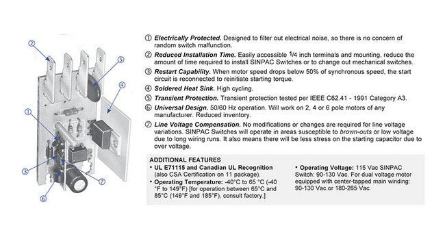 CV-40-165 Dual Voltage Capacitor Start Switch - Image 5