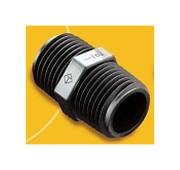 Polypropylene Nipple Fitting, 0.210" ID, Black, USA-Made - Image 1