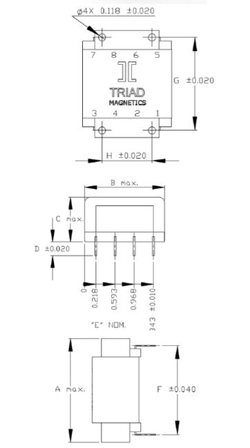PC Mount Flat Pack Power Transformers - FP24-250, 24.0 V CT, 0.25 A - Image 2